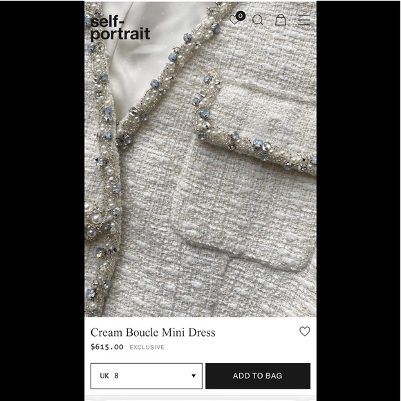 2022 spring Self-Portrait Cream Boucle Mini Dress - Picture 4 of 14